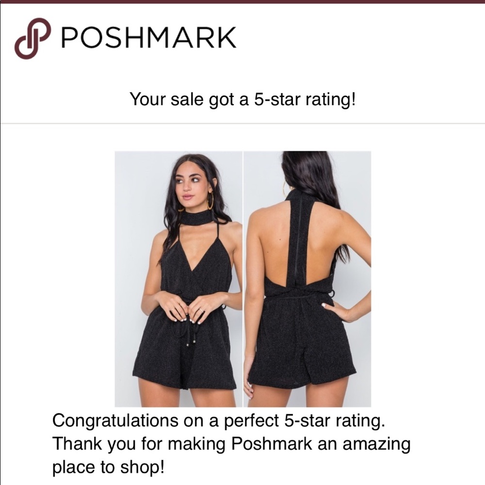 BLACK MOCK NECK CAMI EVENING ROMPER - Picture 6 of 6